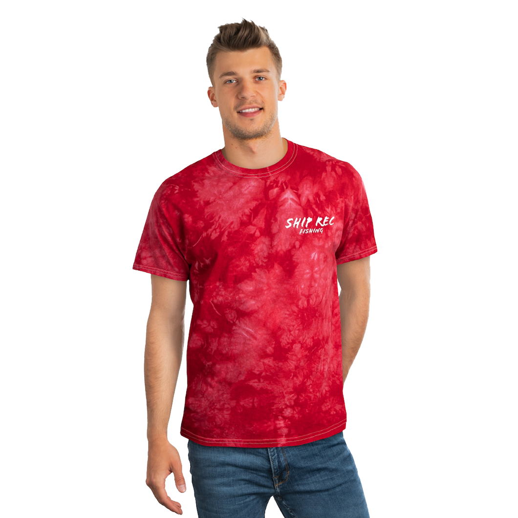 MENS RED TIE DYE FISHING T-SHIRT